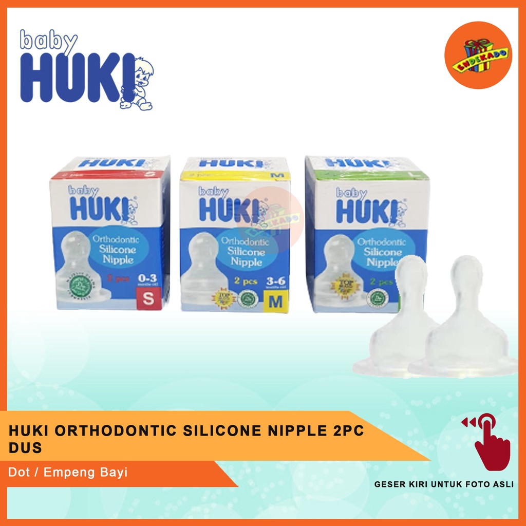 HUKI ORTHODONTIC SILICONE NIPPLE 2PCS DUS - Dot/Empeng Bayi