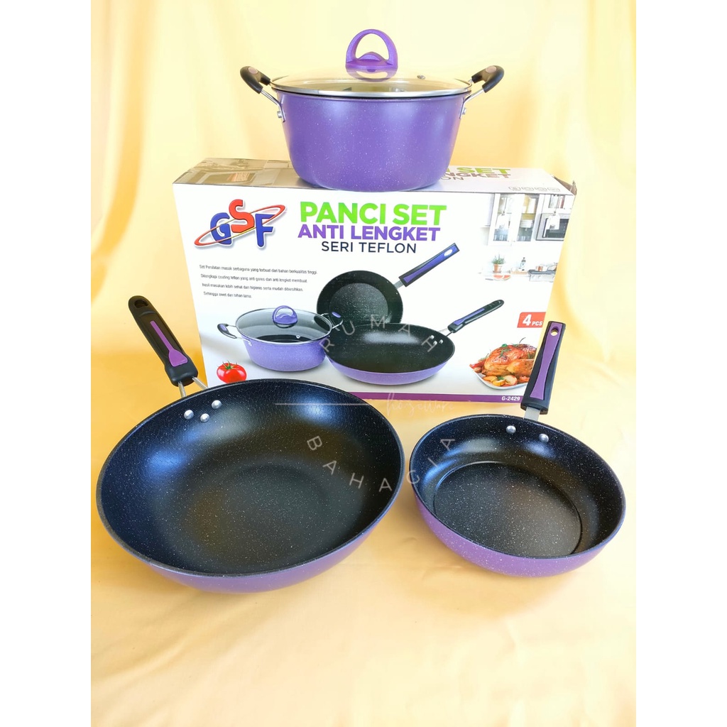 Panci Set Wajan Set Enamel Anti Lengket 4Pcs GSF-2630/panci set gsf teflon series G-2429 4 pcs non s