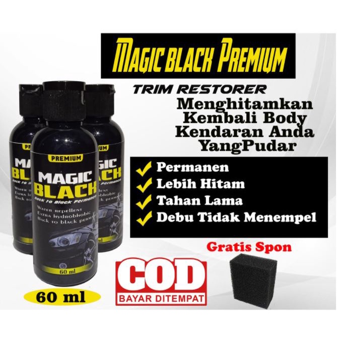 (NCS) COD Penghitam Motor Mobil Hydrophobic Magic Black Premium 60ml Trim Restorer Dashboard Body Plastik Mengkilapkan