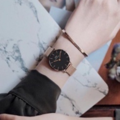 ✅COD Dari JKT Jakarta - BAYAR DITEMPAT - Jam Tangan Geneva Karet Motif Pasir-Rantai Rose Hitam