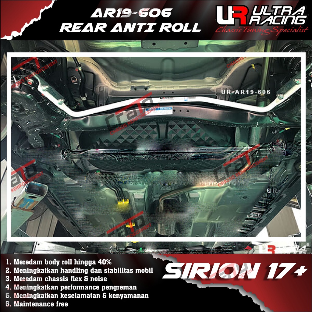 Aksesoris Stabiliser ULTRA RACING Safety Bar - Swaybar - Rear Anti Roll 19MM - Daihatsu Sirion 17+ 2