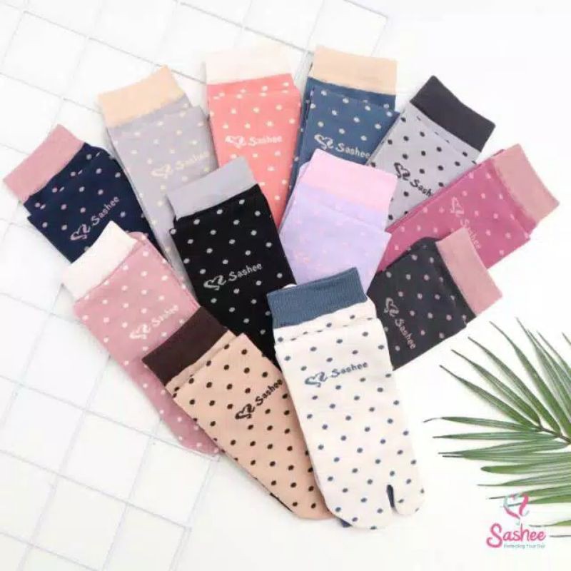 Kaos Kaki Sashee Polkadot | Kaos Kaki Jempol Polka Rajut | Sashee Polkadot