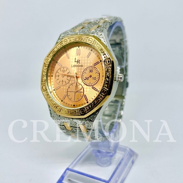 CREMONA Jam Tangan Fashion Laki-Laki Analog - Motif Batik Chrono, Import, dan Mewah, Cocok untuk Cowok Pria Keren