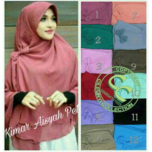 Khimar Aisyah Pet / Khimar Pet Bros Pita Jilbab Instan Double Cerutty / Hijab Syari Aisah Panjang