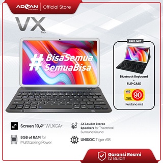 Advan Tab VX 8GB / 128GB 10.4 inch Tiger T618 Android 11 Garansi Resmi - FREE Keyboard dan Flip Case