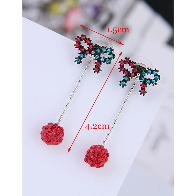 LRC Anting Tusuk Fashion Color Bow Ball Stud Earrings A57982