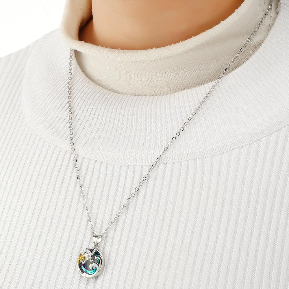 Kalung Sterling Silver 925 Hias Kristal Bentuk Kura-Kura Penguin Lumba-Lumba Hummingbird Untuk Hadiah Ulang Tahun Valentine