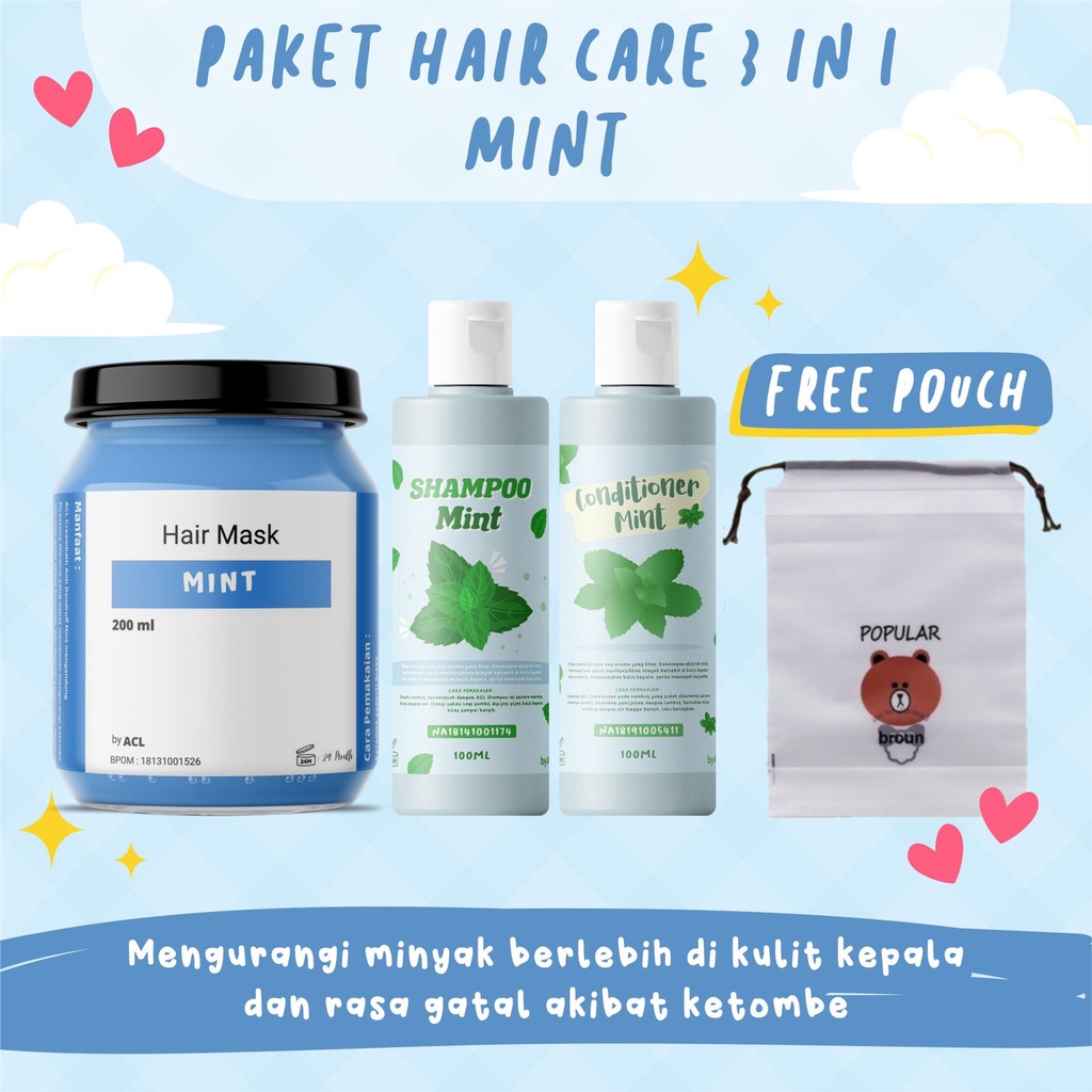 [BPOM] PAKET HAIR CARE 3IN1 FREE POUCH / HAMPERS HAIR MASK / HAMPERS HAIR CARE ISI 3 PCS-1