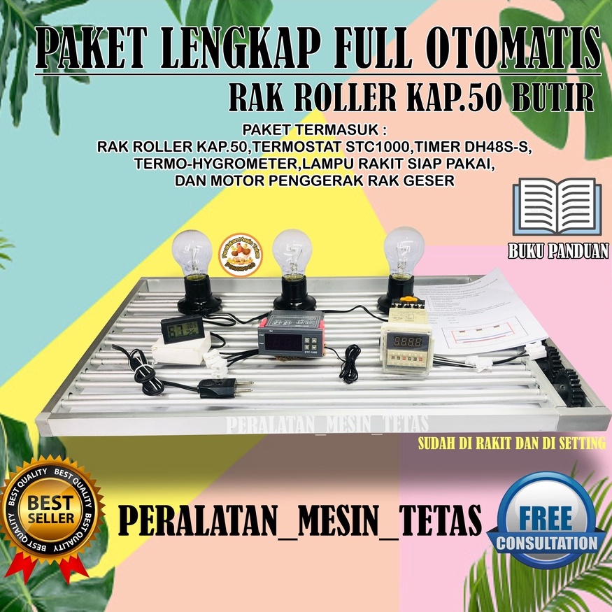Paket Lengkap Rak Roller Mesin Tetas Full Otomatis Kapasitas 50 Butir Telur