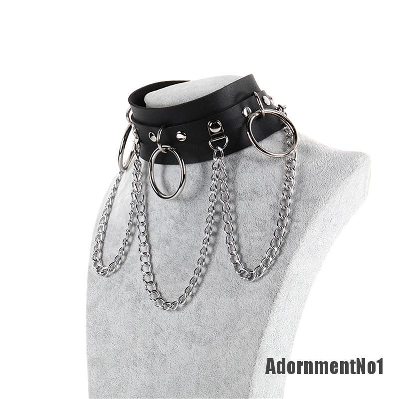 (Adornmentno1) Kalung Choker Adjustable Flexible Bahan Kulit Pu Gaya Gothic Punk Untuk Wanita