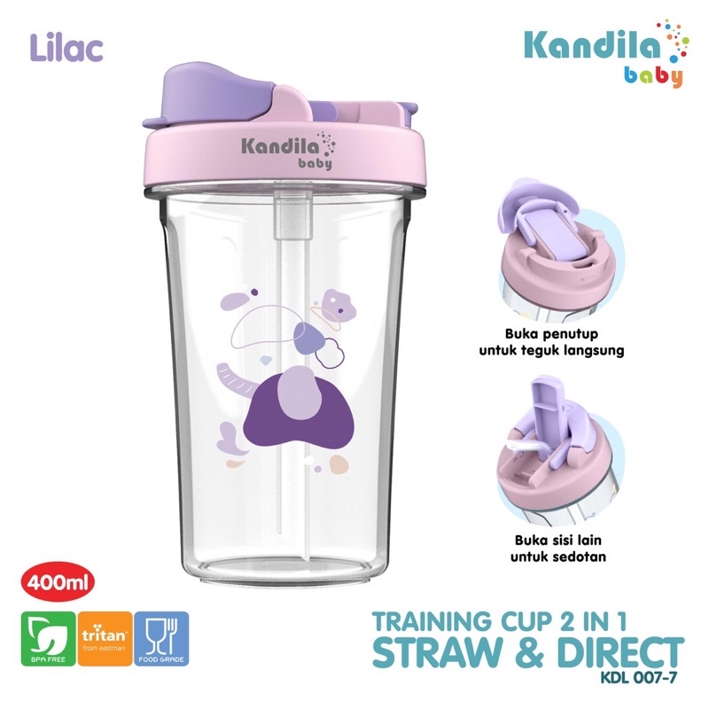 Kandila Baby - KDL007-7 Training Cup Straw &amp; Direct 400ml - Gelas Bayi / Botol Bayi