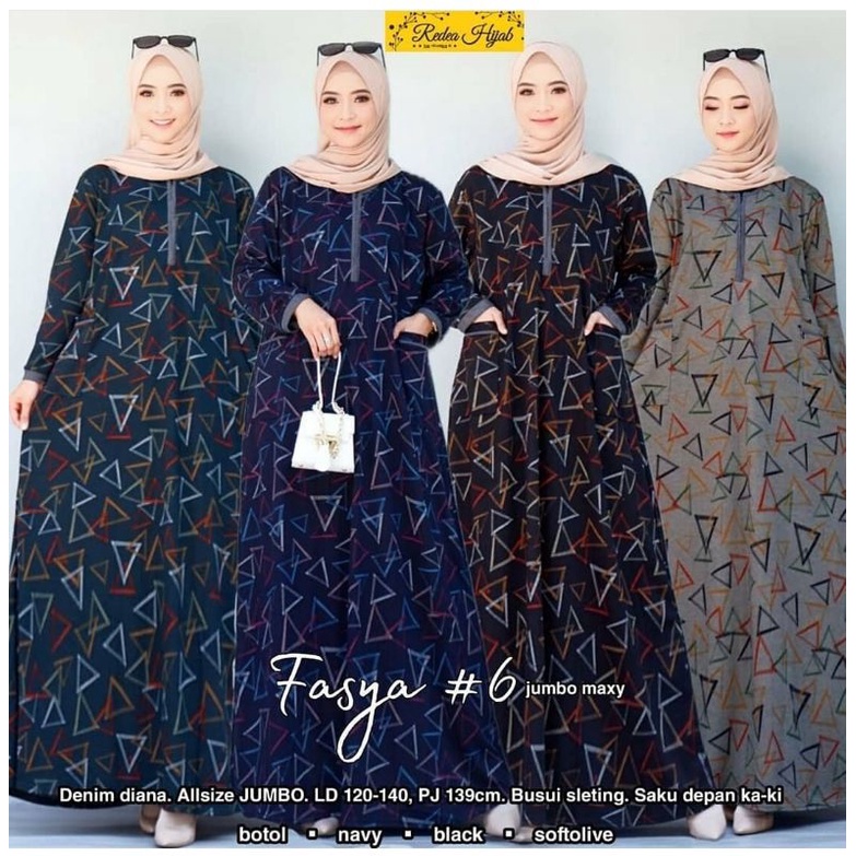 Fasya Jumbo Maxy - LD120-130 Gamis Denim Diana Jumbo Bigsize Oversize Busui Bumil / R.21 - 237-6122