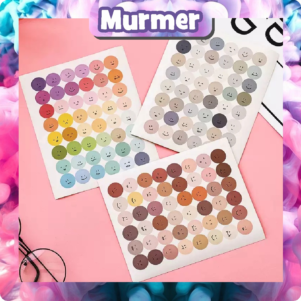 MurmerOfficial R441 R440 Sticker Emoji/Smiley Face Sticker/Deco Jurnal HP Laptop Scrapbook/Stiker Aesthetic [48 pcs]