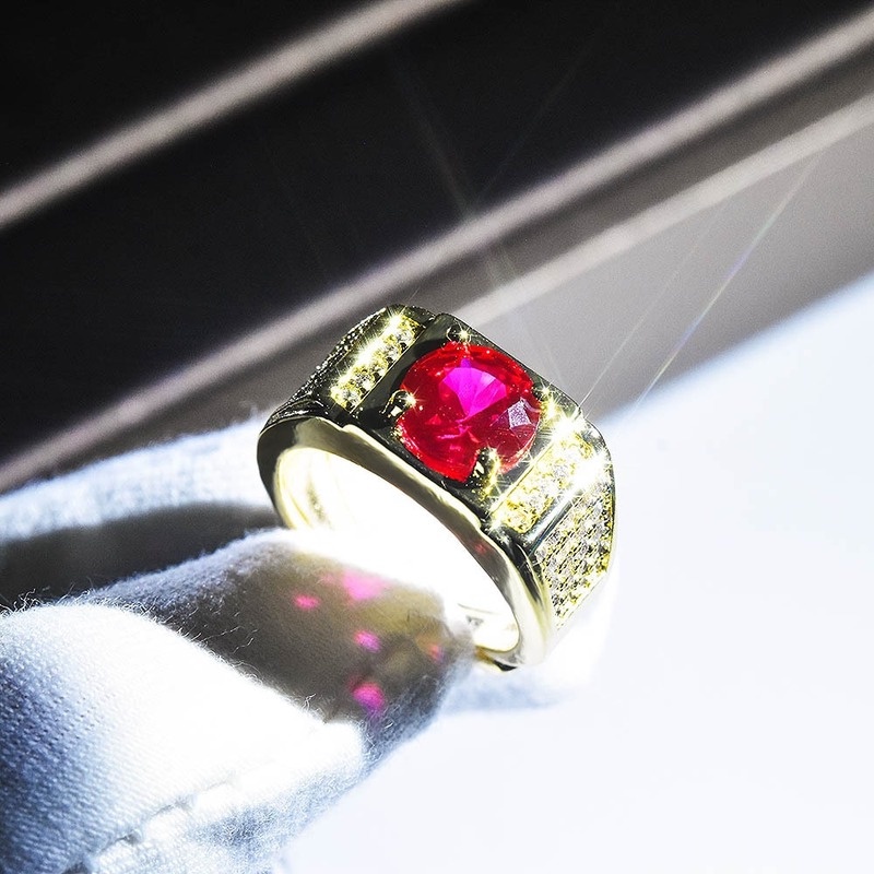 Fashion New Style Plated Pt950 Domineering Men's Opening Ring Ruby Man's Ring