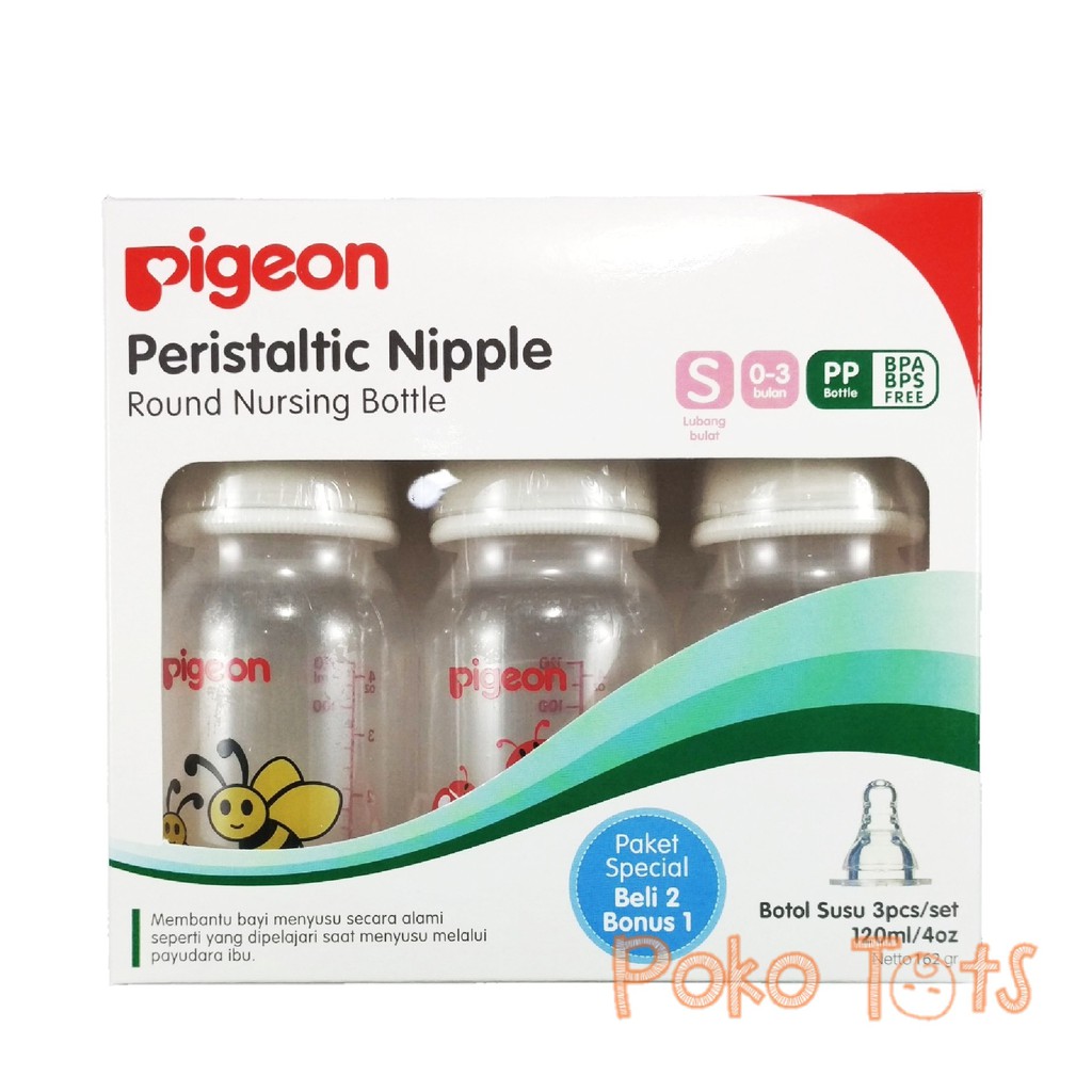 PAKET SPECIAL 2 BONUS 1 Pigeon Peristaltic Nursing Bottle 120ml Botol Susu PP RP
