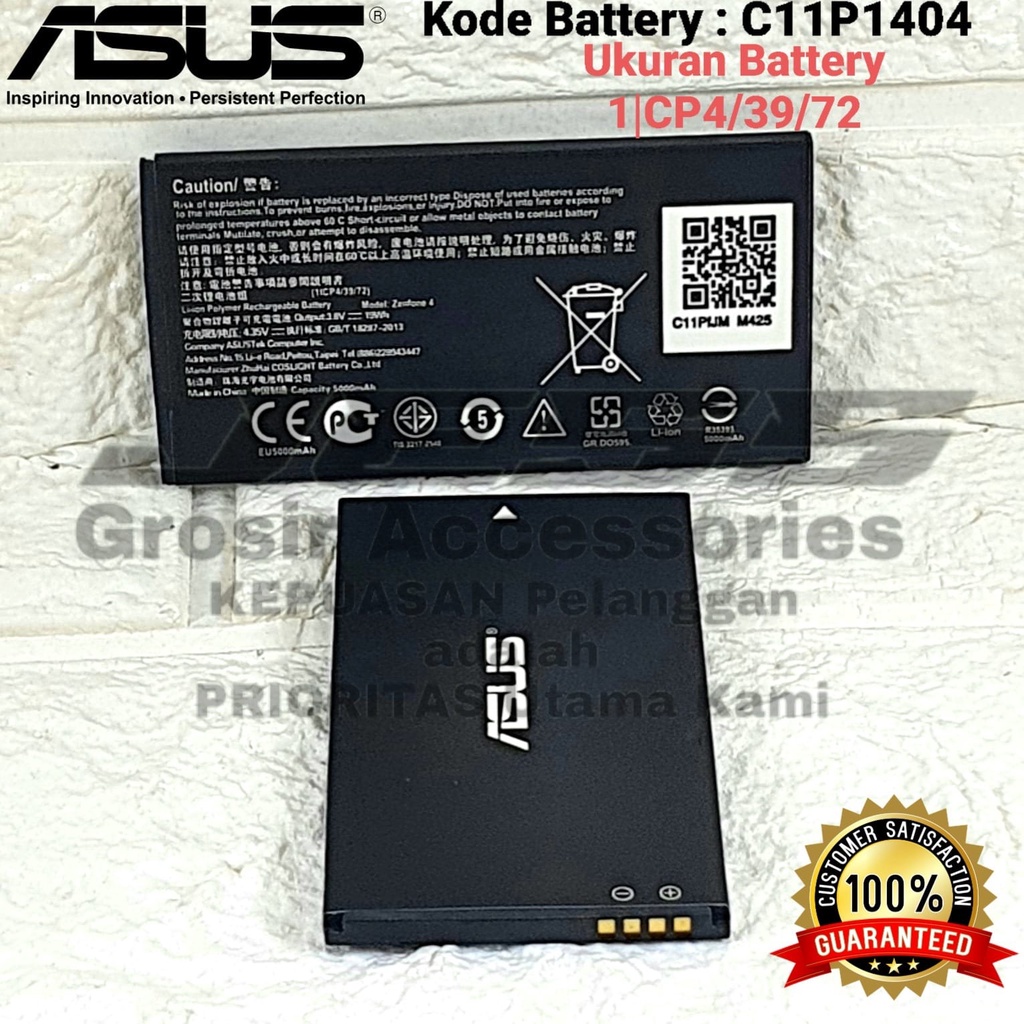 Baterai Battery ASUS Zenfone 4 - T001 - A400CG Kode Batre C11P1404 - B11P1320 - C11P1320 Original