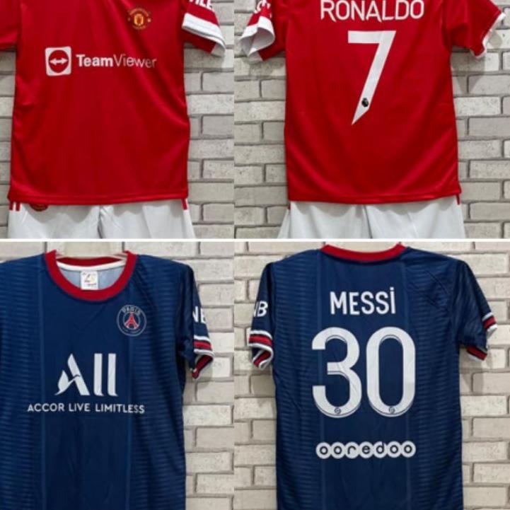 (PRODUK NNN) SETELAN ANAK MU PSG MUNCHEN MESSI RONALDO 2021 KIDS JERSEY BOLA EROPA MURAH BEST SELLER