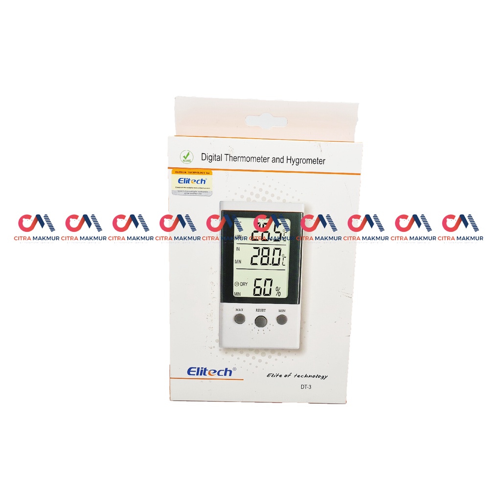 Thermometer Hygrometer Digital Ruangan MObil Kulkas AC Pendingin Elitech DT 3 Sensor pengukur suhu