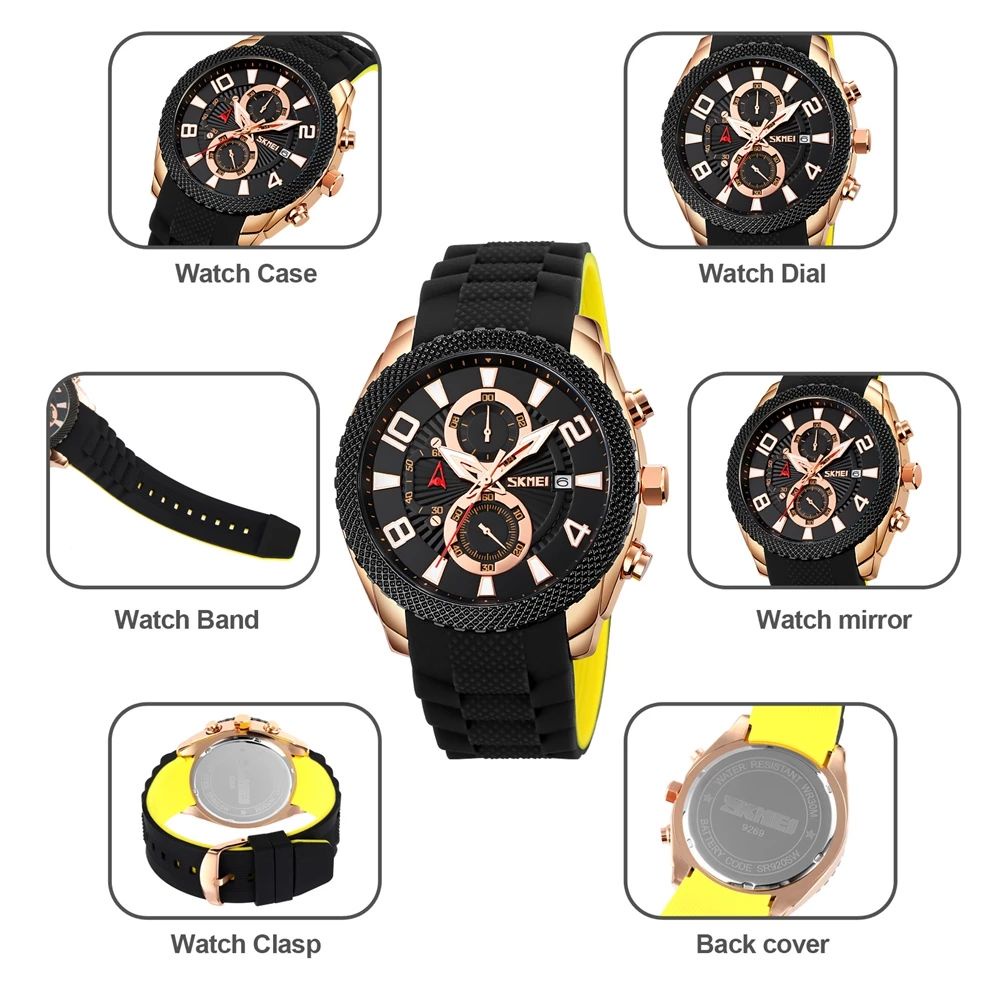 SKMEI 9269 Jam Tangan Pria Analog Chronograph Tali Silicone WATCHKITE WKOS