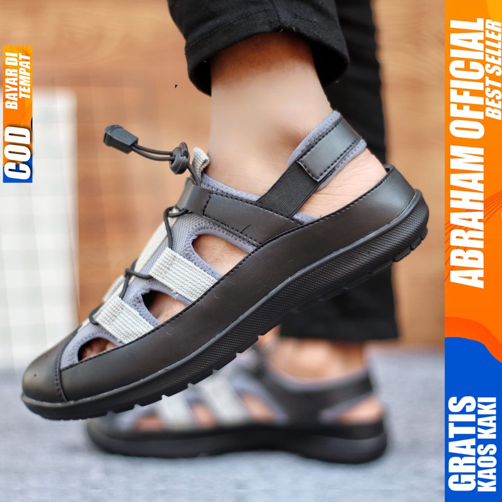 Sepatu Sendal Pria Casual Sepatu Slop Keren Kerja Outdoor Kulit PU Original LEXXA ABRAHAM