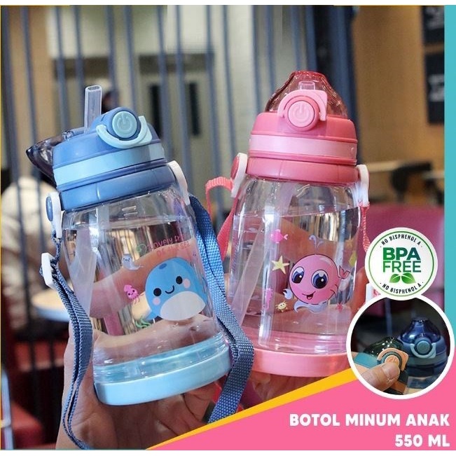 KADO ANAK MURAH BOTOL MINUM ANAK MOTIF KARAKTER BINATANG LAUT 2667 TALI PANJANG- KADO SOUVENIR BOTOL MINUM ANAK LUCU KUALITAS TERBAIK