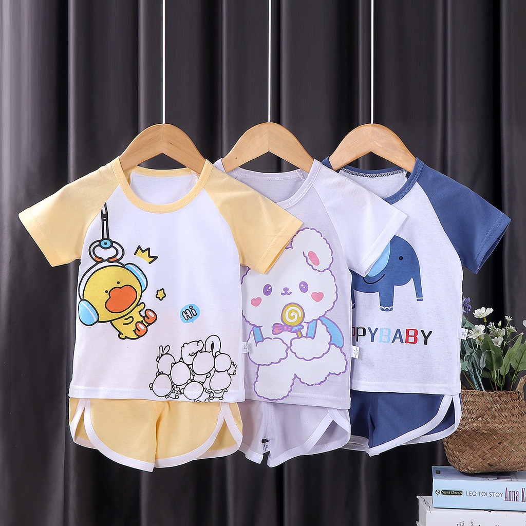 BABYSTORE01 -  BBD SETELAN ANAK 0-3 TAHUN SETELAN BAYI PIYAMA BAYI BAJU PENDEK DAN CELANA PENDEK