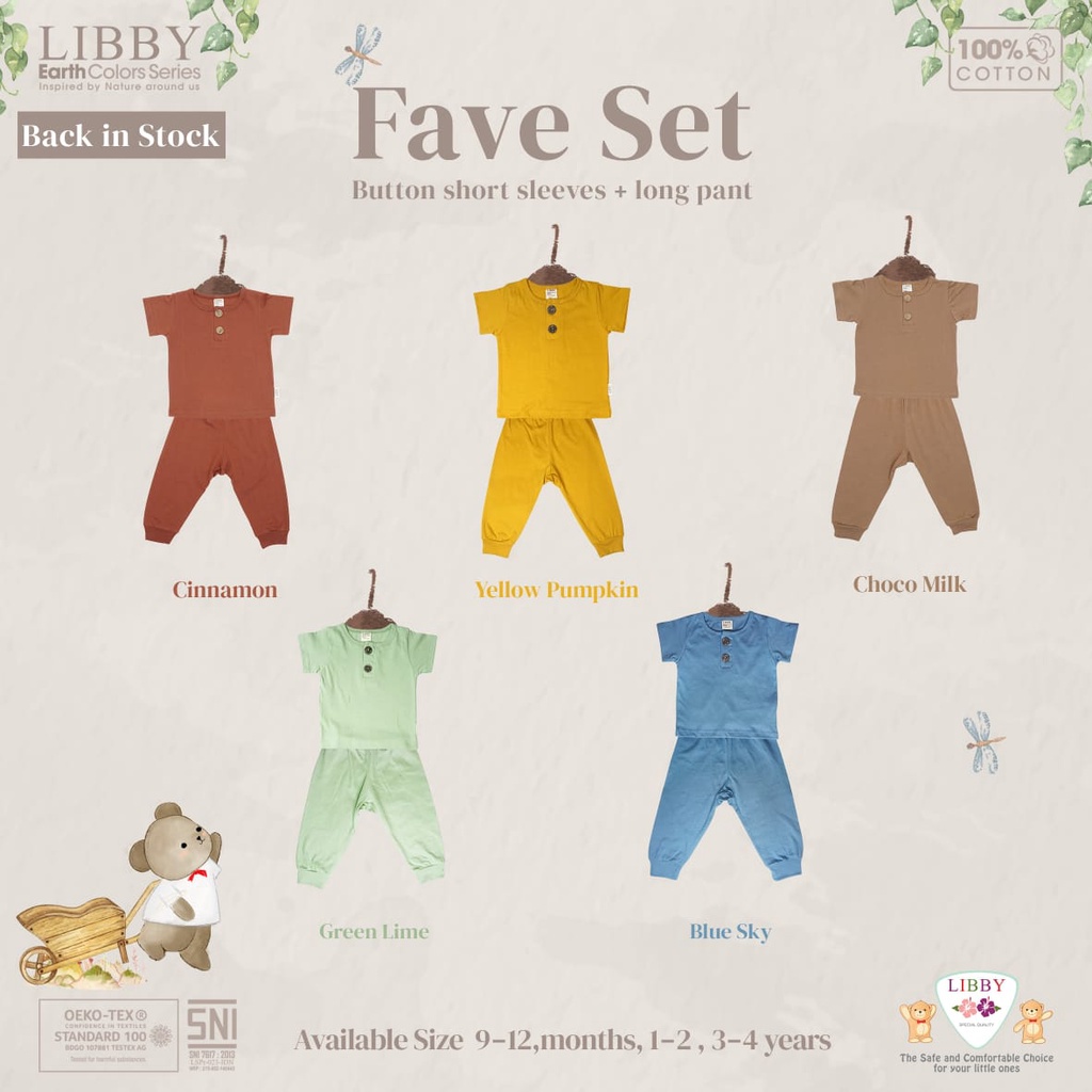 LIBBY MURAH SETELAN PENDEK CELANA PANJANG EARTH COLORS COMFY SET SERIES / FAVE SET PIYAMA STLODAKCJ