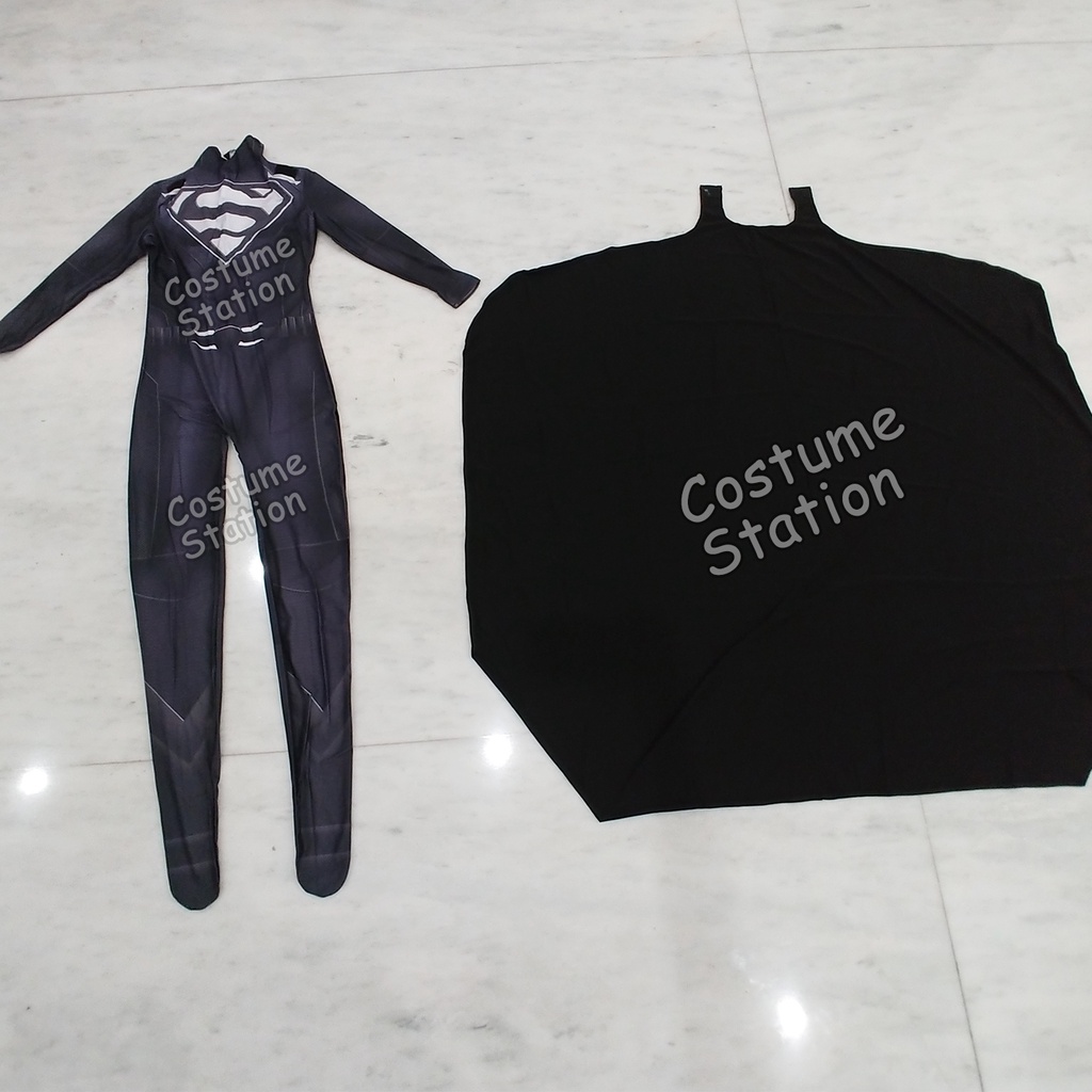 Kostum Black Superman / Costume Superhero Justice League pria dewasa