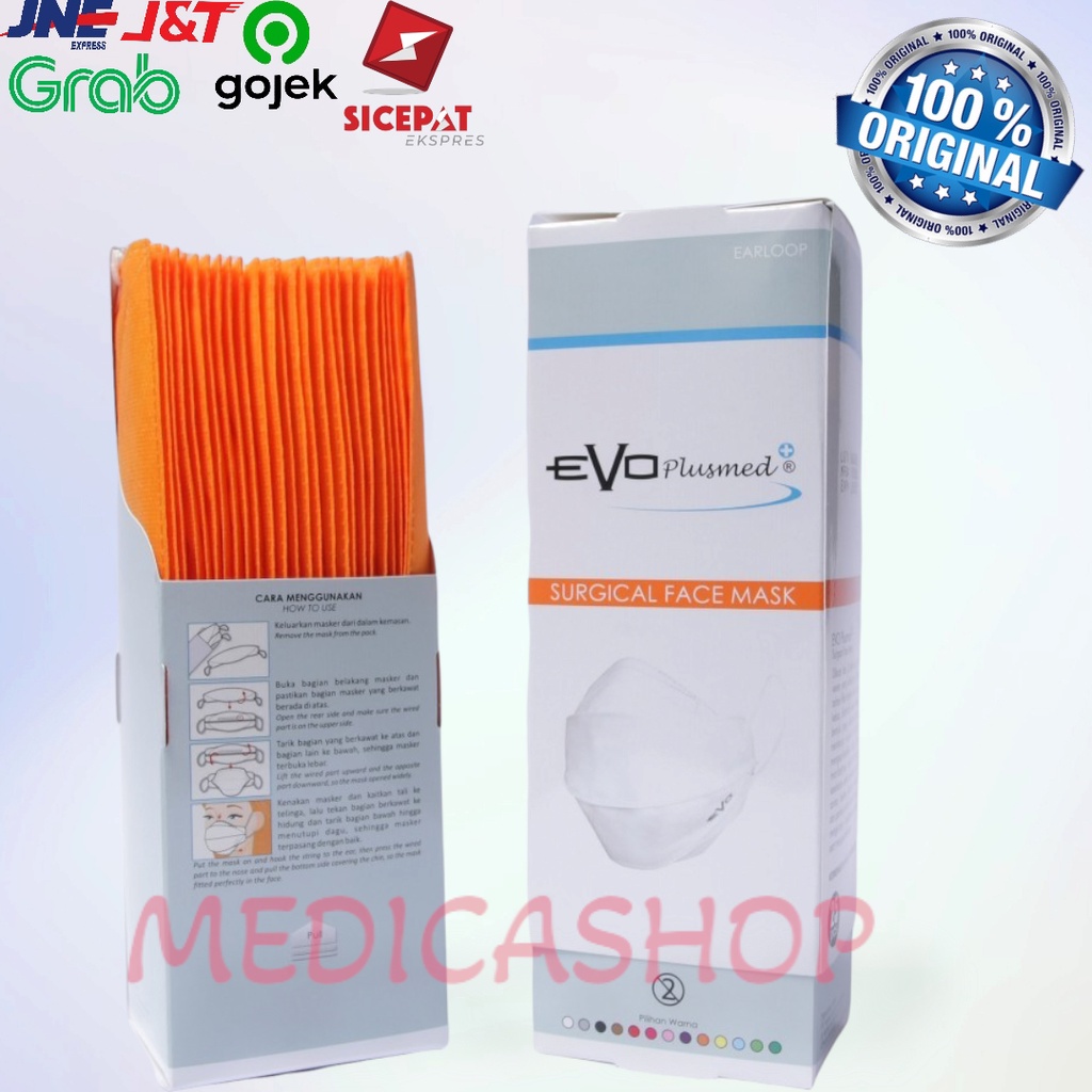 Evo Plusmed Masker 4d Medis Warna Orange - 1 BOX