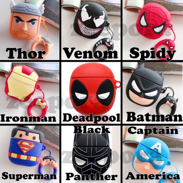 casing airpod 1/2/ pro marvel superhero ironman spiderman venom thor superman