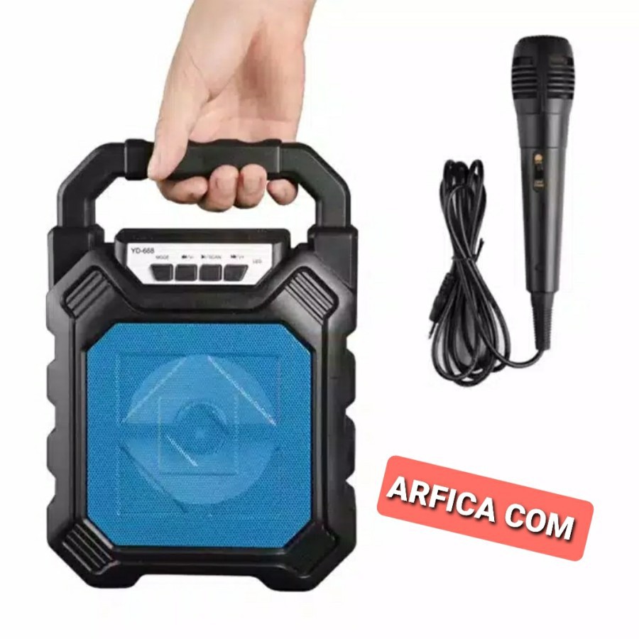 SPEAKER BLUETOOTH PORTABLE YD 668 PLUS MICROPHONE SPEAKER KARAOKE WIRELESS FREE MIC