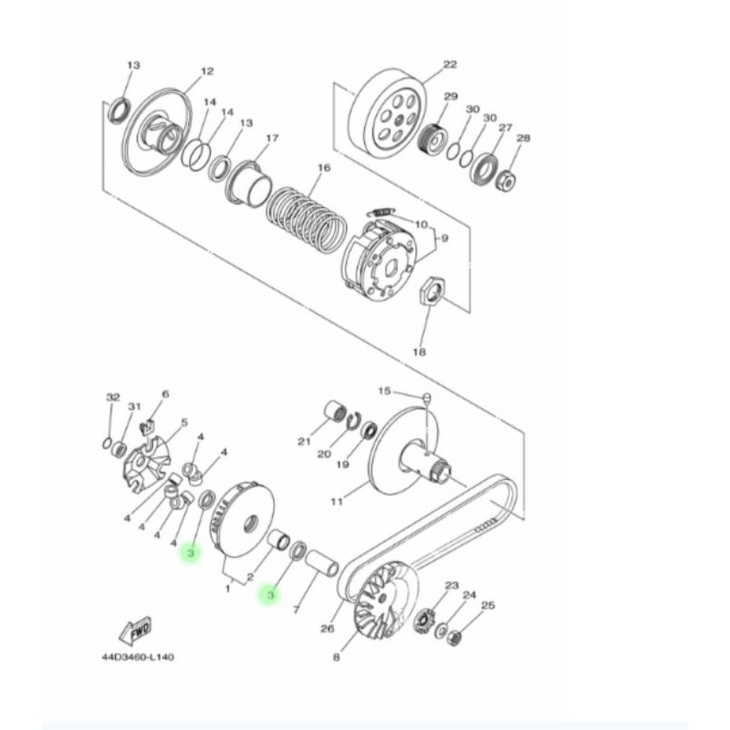 SIL SEAL RUMAH ROLLER ROLER XEON KARBU XEON RC AEROX 125 ASLI ORI YAMAHA 93101 23801