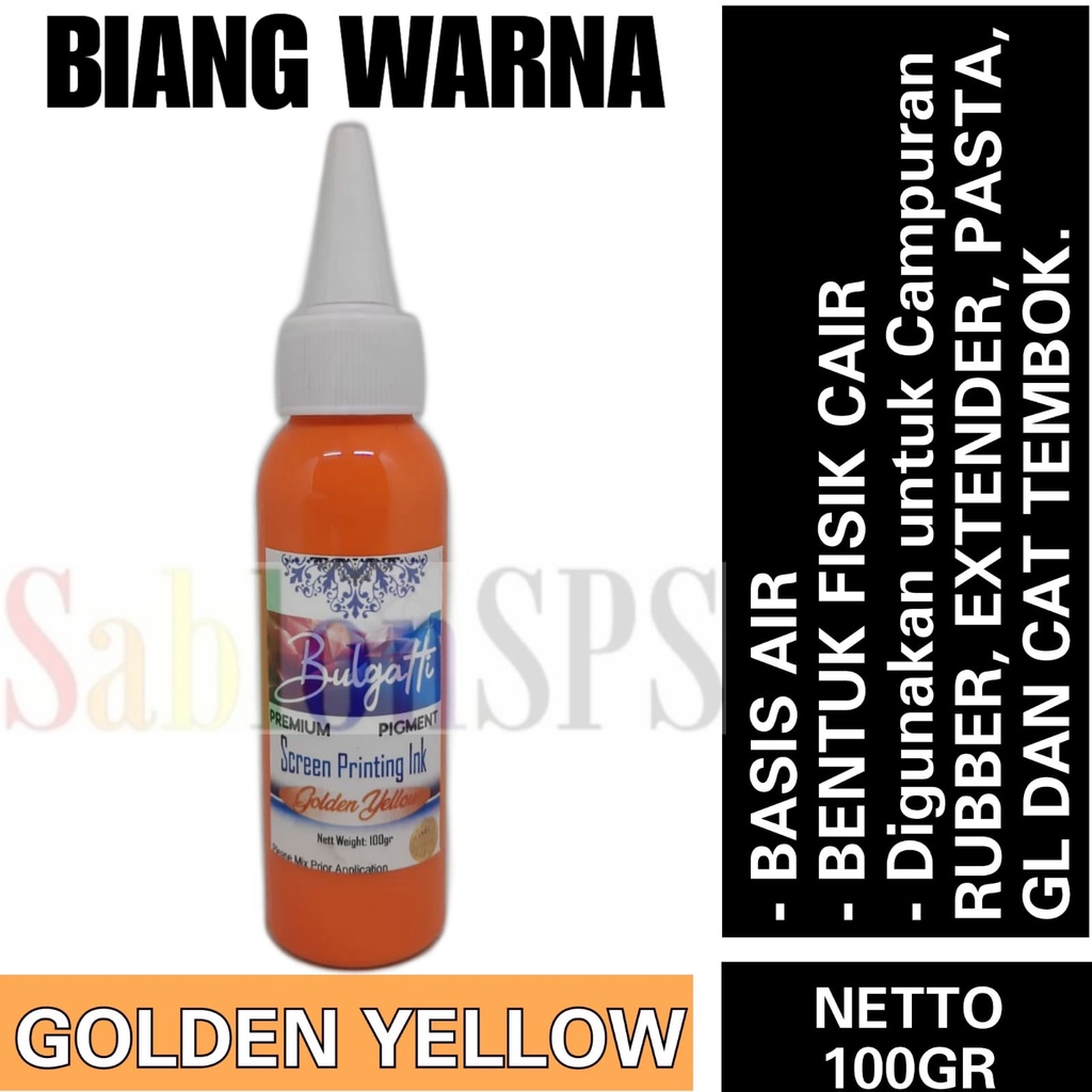 Biang Warna Sablon Golden Yellow Pigmen Bulgatti