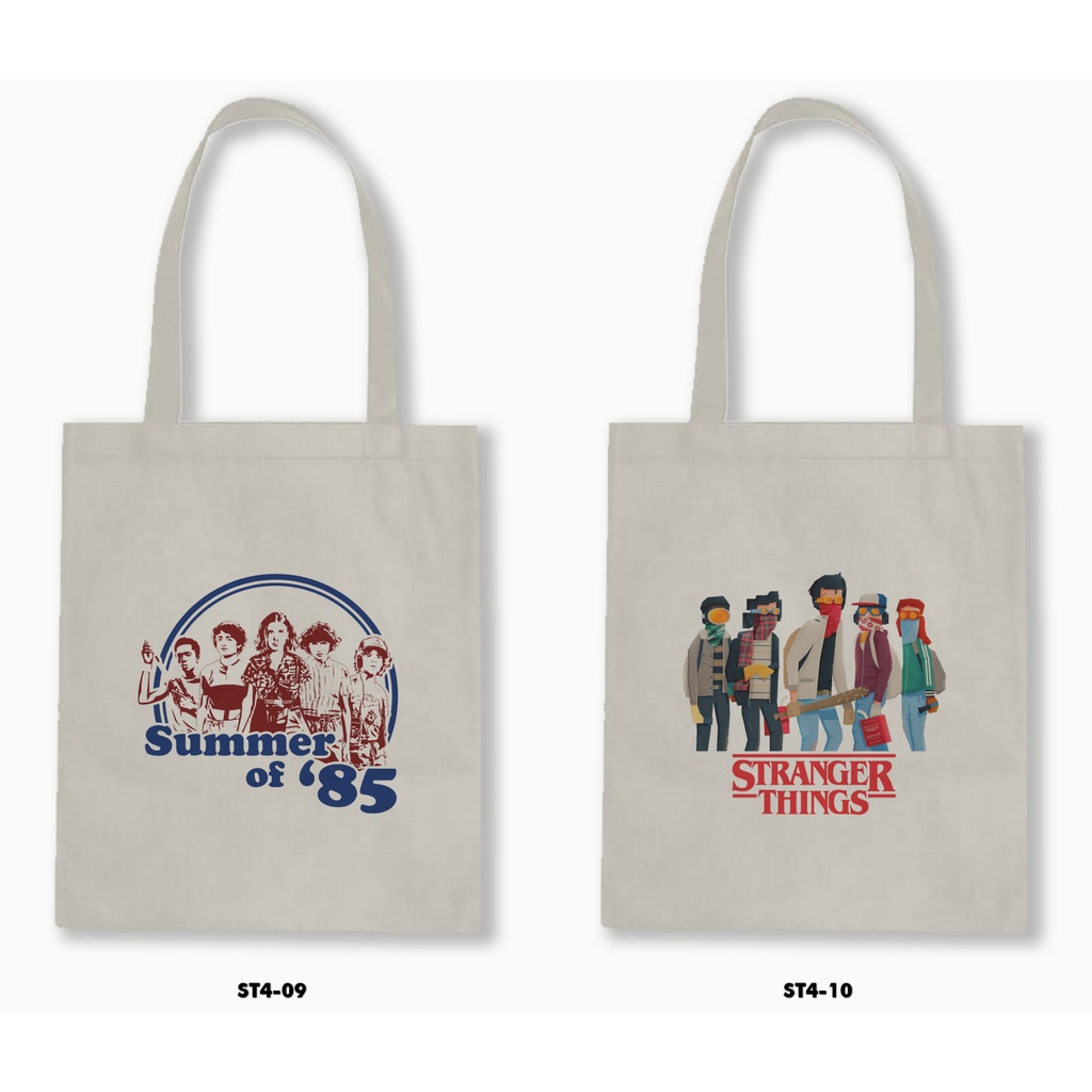 Tas Tote Bag Resleting Kanvas/Blacu  - Stranger Things 4