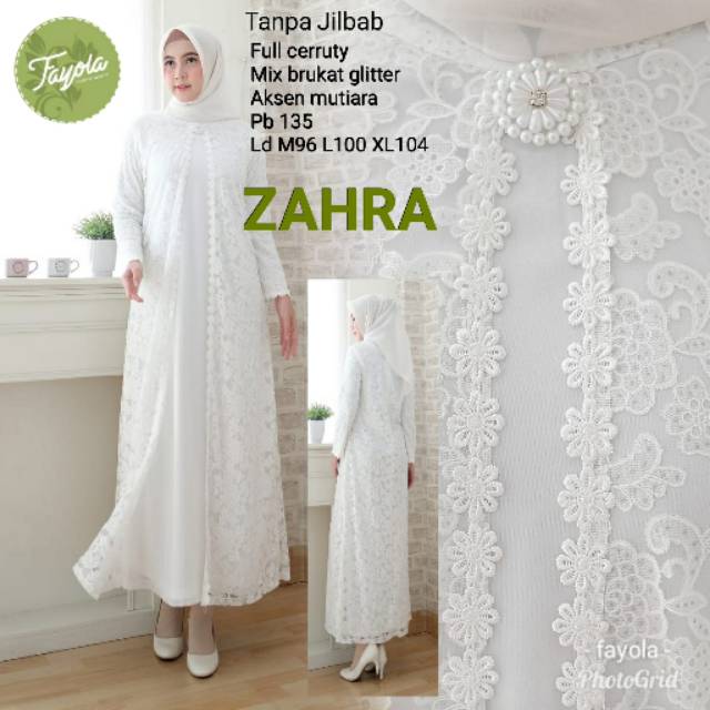 DRESS BAHAN CERUTI MIX BROKAT GLITTER WARNA PUTIH | AKSEN MUTIARA | SIZE M, L, DAN XL | LIMITED