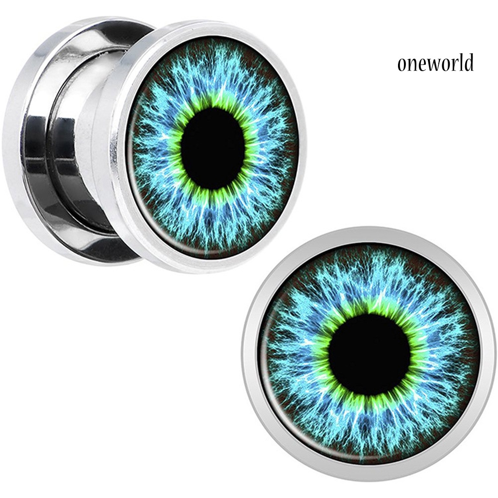 OW# 1Pc Unisex Enamel Eyeball Ear Plug Tunnel Expander Stretcher Piercing Jewelry