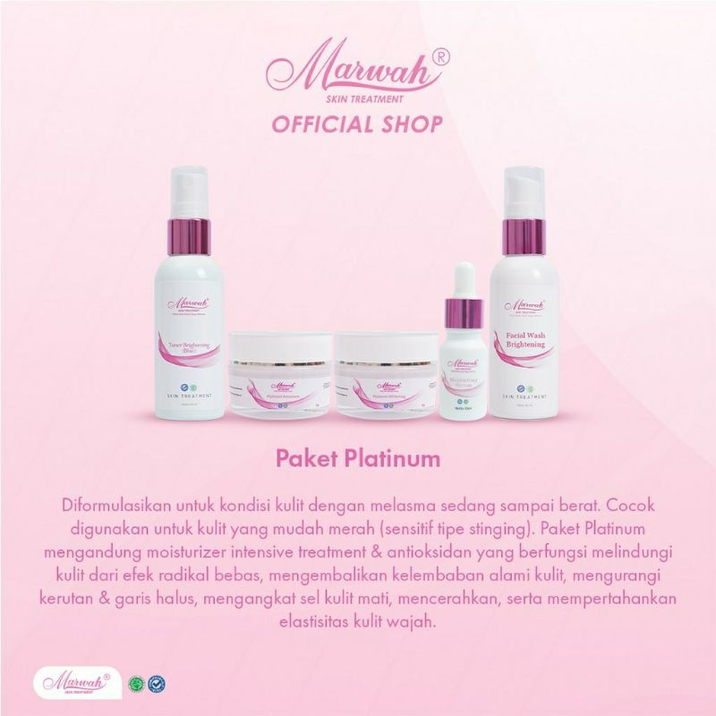 PAKET PLATINUM KRIM MARWAH UNTUK FLEK HITAM BERAT MENCEGAH PENUASN DINI KRIM PEMUTIH AMAN HALAL BPOM