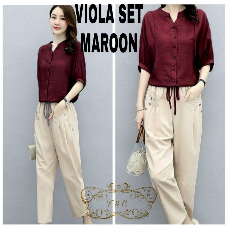 SETELAN VIOLA SET FD/SETELAN BAJU KANTOR WANITA SETELAN TERBARU/SETELAN KOREA STYLE/SETCEL MOSCREPE