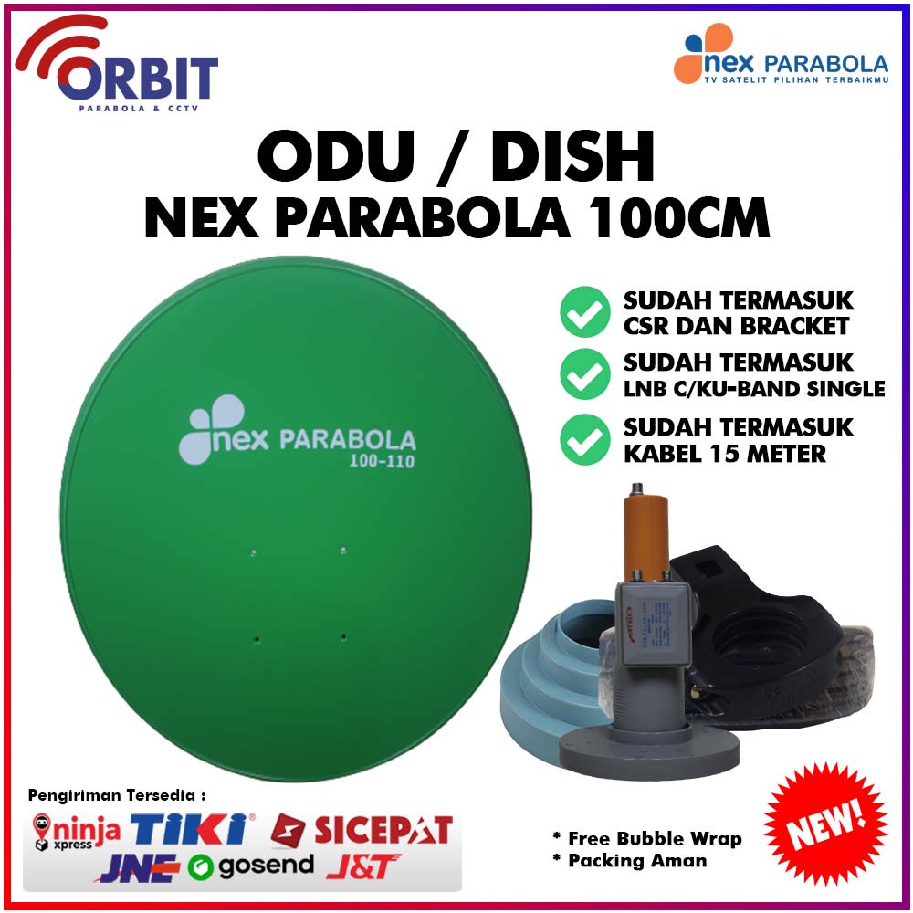 PAKET ODU NEX PARABOLA HIJAU 100-110CM + LNB C/KU-BAND + KABEL 15M + CSR