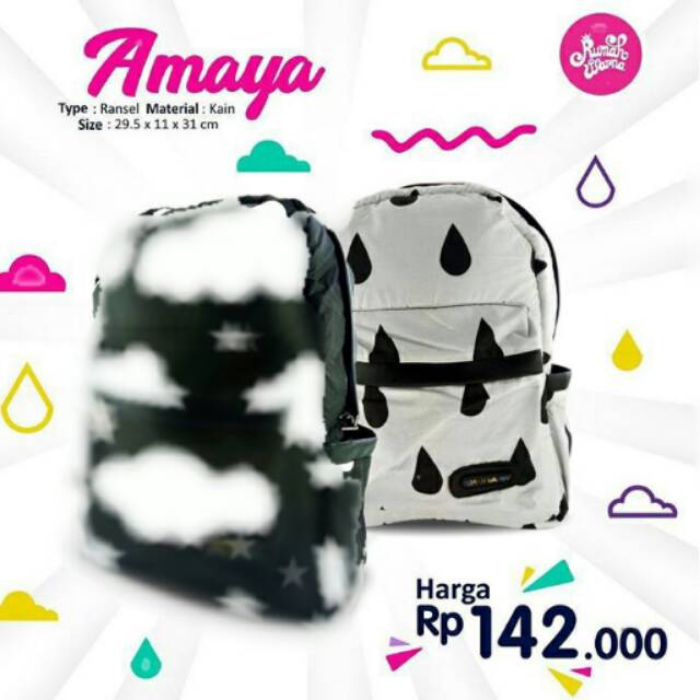 Tas punggung sekolah Amaya drops white by rumah warna