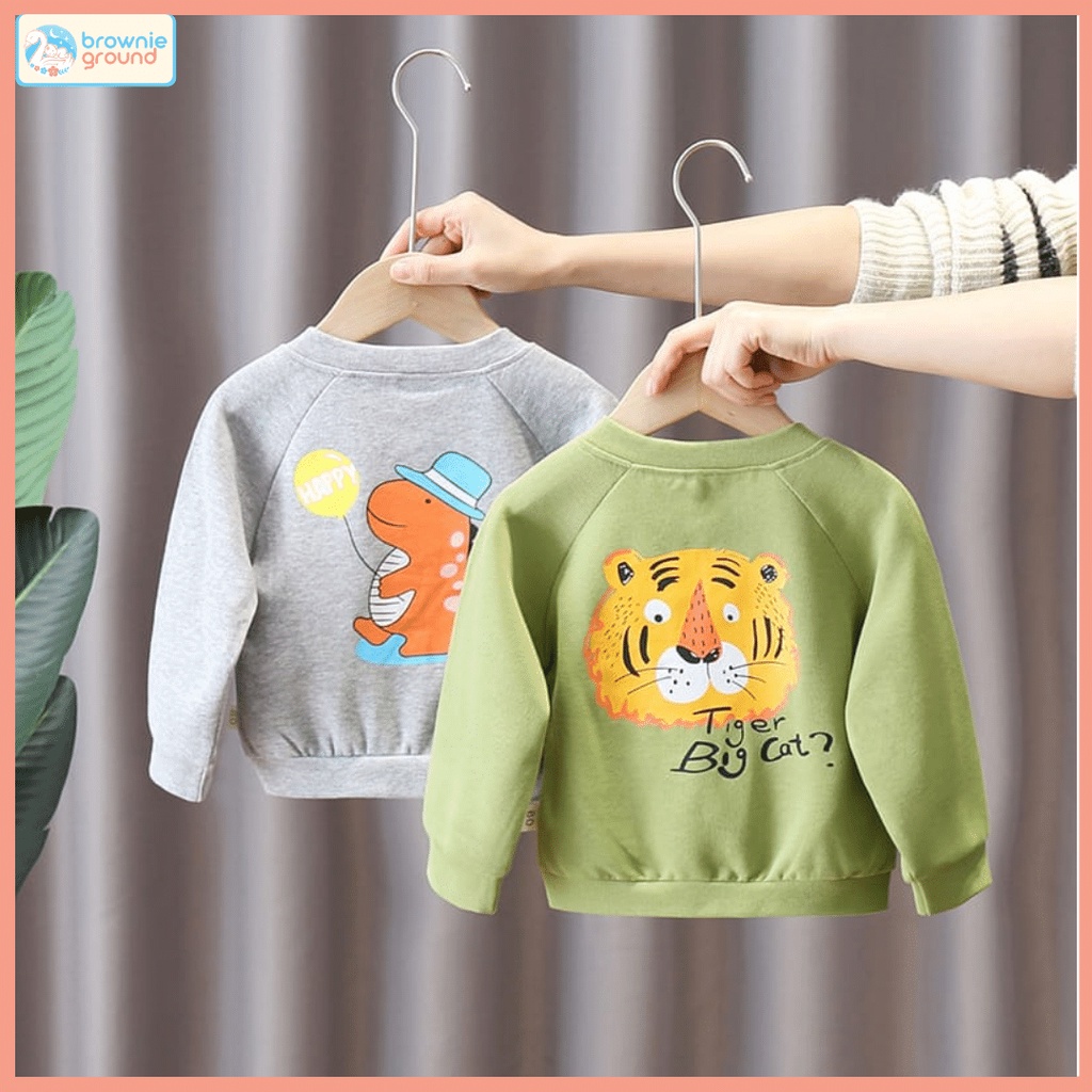 [COD] Cardigan anak motif Dino Abu &amp; Tiger Yellow lucu / jaket anak outwear anak / sweater anak lakilaki 0-5 tahun impor korea