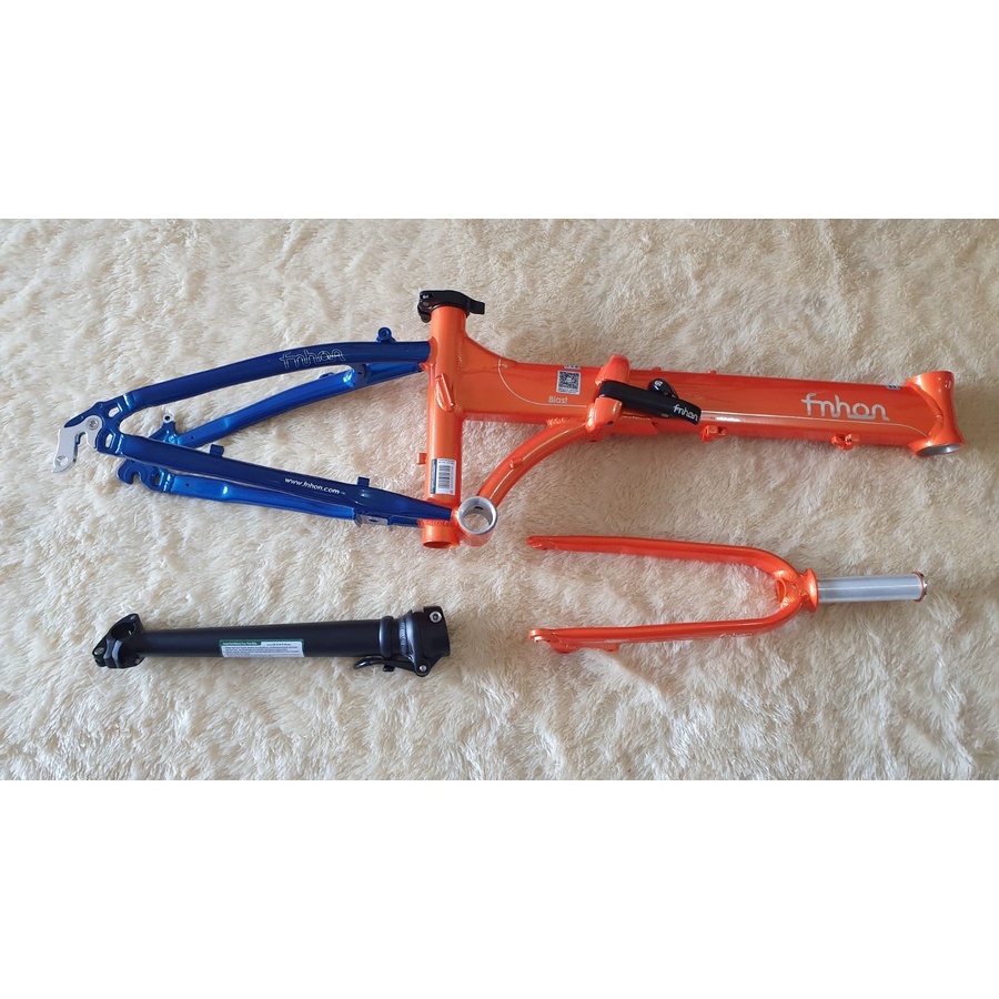 Frame Set Fnhon Blast 20 inch Discbrake Aluminum 2 Warna Blue Orange 22 inch Sepeda lipat Biru Orange Handlepost ukuran 31 35 37 cm telescopic