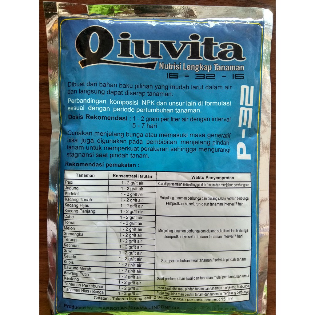 Qiuvita Biru Pupuk Nutrisi Tanaman P32 500 Gram