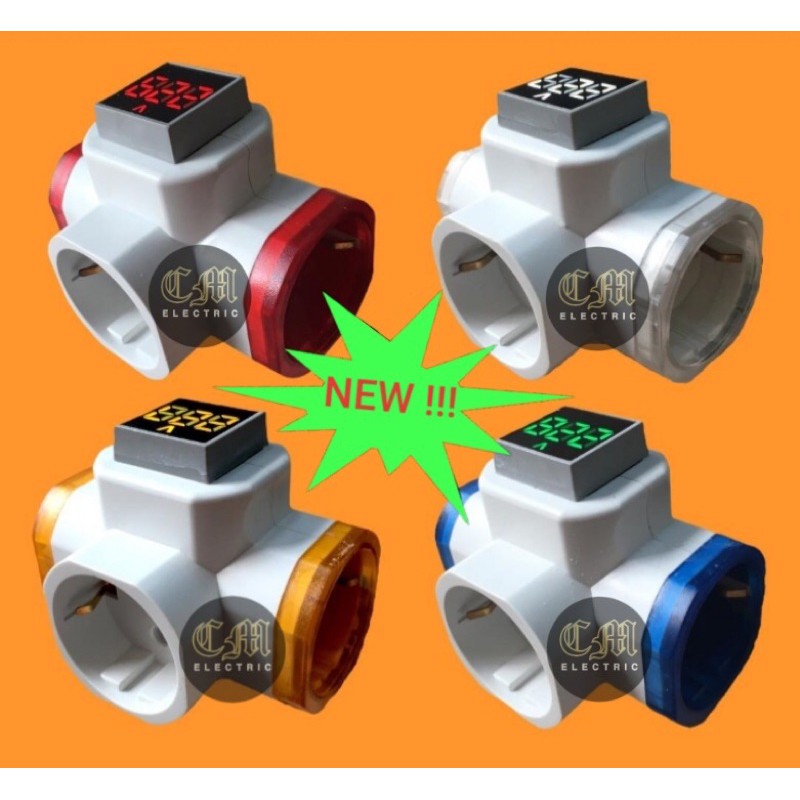 Colokan Cabang 3 Dengan Volt Meter Digital AC