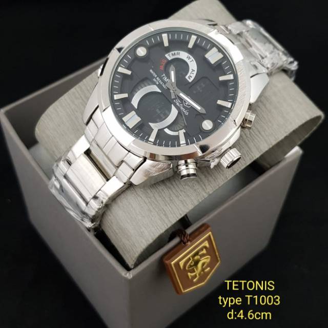 Jam Tangan Tetonis T1003 Double Time,  Kualitas Original,  Waterproof