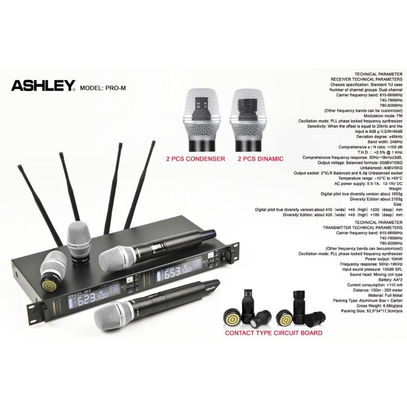 Mic Wireless ASHLEY PRO M Dynamic Condensor ORIGINAL