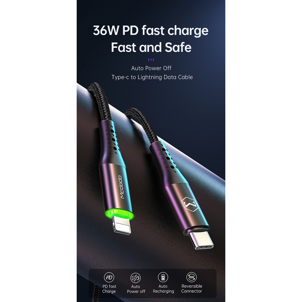 CA-7360 MCDODO KABEL AUTO DISCONNECT PD USB TYPE C TO LIGHTNING IPHONE