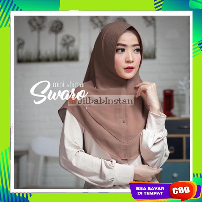 Hijab Langsung Pakai Jilbab Instan Swaro Kerudung Soft Pet Antem Sifon Ceruti Motif Swarovski