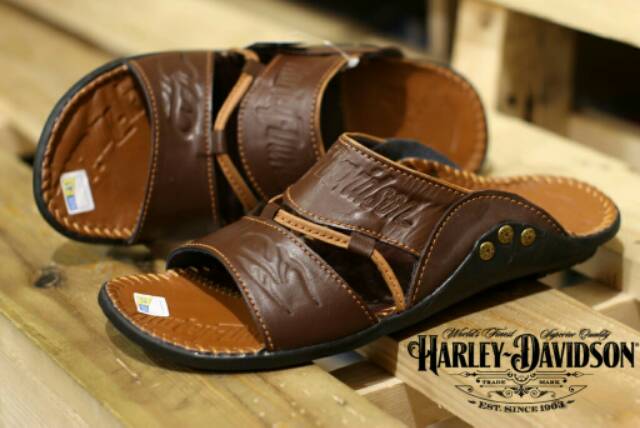 SANDAL KULIT PRIA 05 HARLEY BLACK BROWN TAN KULIT SAPI ASLI ORIGINAL