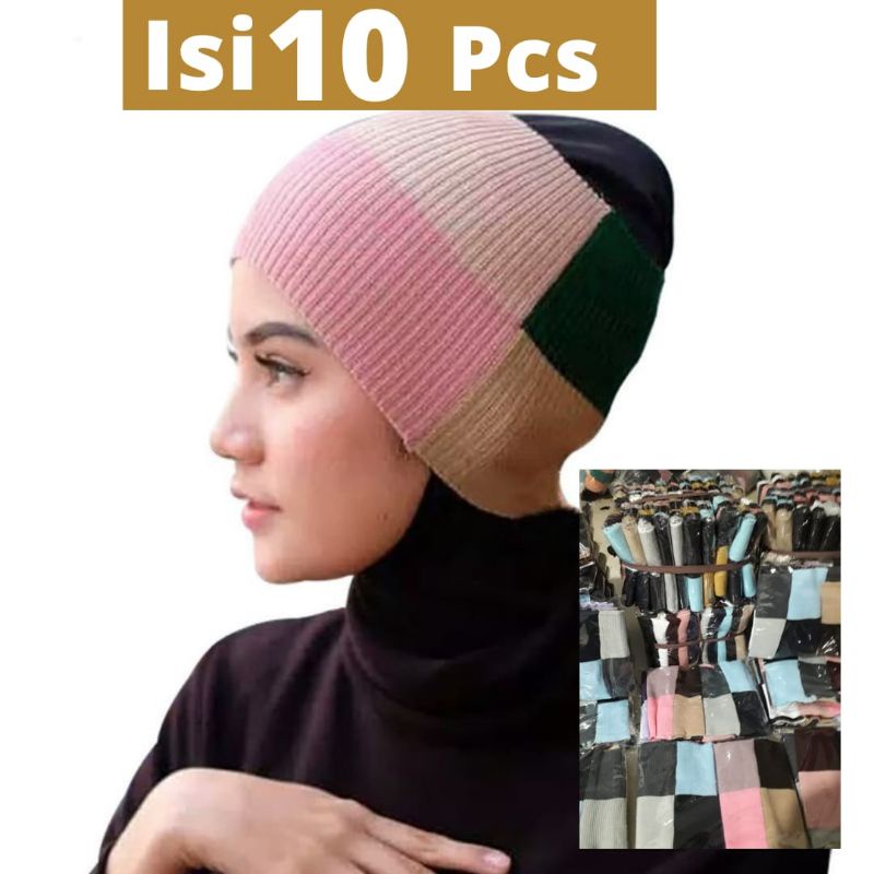 PAKET ISI 10 PCS / RAJUT 4 WARNA DALAMAN HIJAB